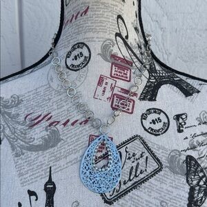 Silver Necklace with Intricate Pendant